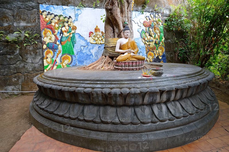 Buddha statue on an altar outside of the Buddhist Brahma Vihara Monastery