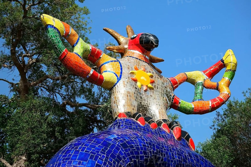 Colorful sculpture in the Giardino dei Tarocchi or Garden of the Tarot