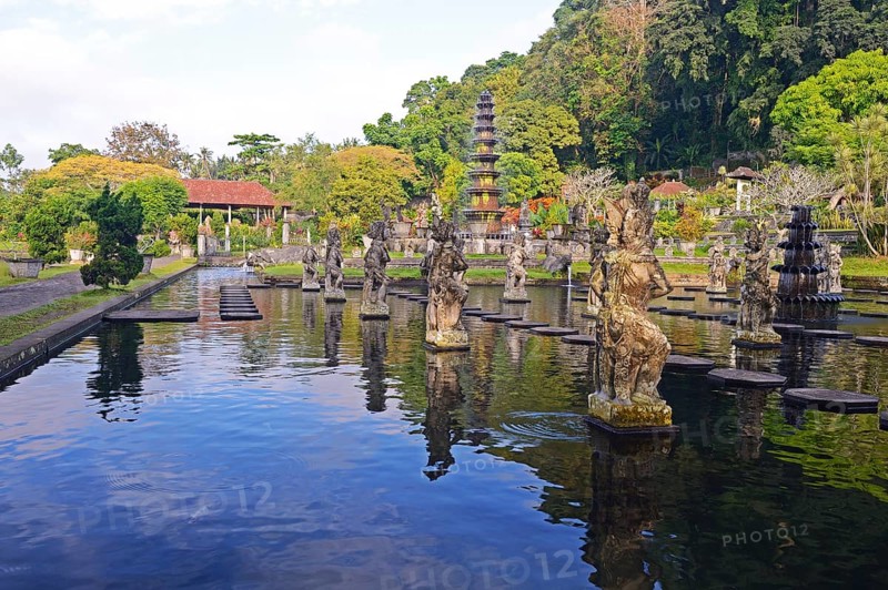 Fountains and water basins at the Tirta Gangga Water Temple