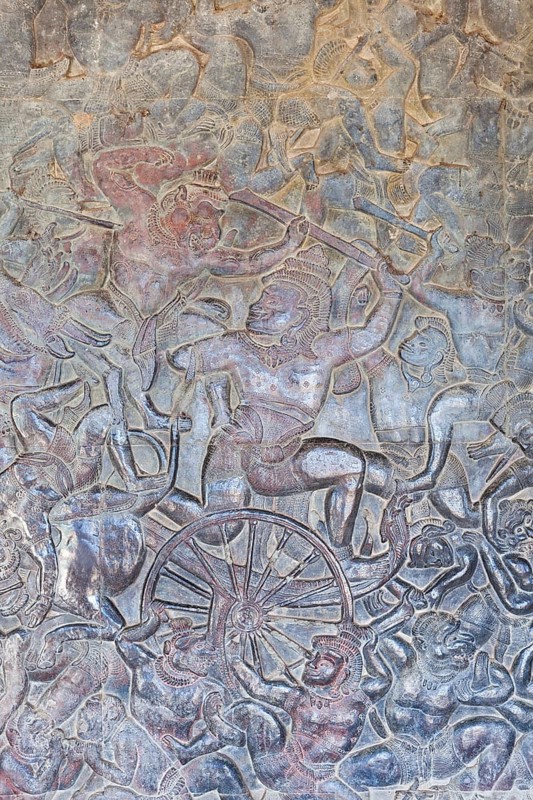 Bas-reliefs on the western gallery of Angkor Wat