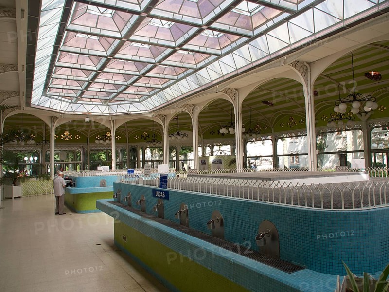 Water taps in the Halle des Sources at Vichy thermal spa