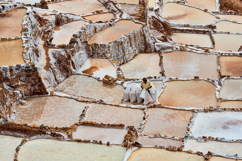 Salt pans in the Sacred Valley of the Incas on the Urubamba