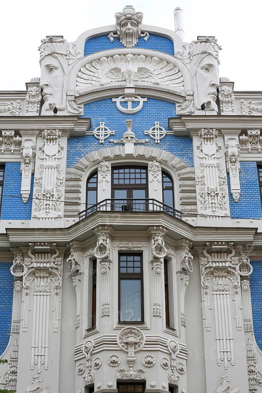 Art Nouveau facade of the house Eliza iela 10b or Elizabeth Street 10b