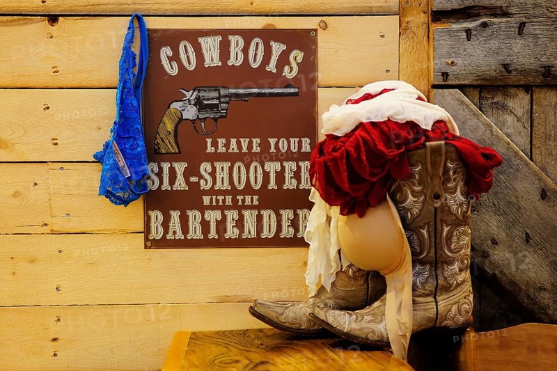 Sexy women's lingerie on cowboy boots