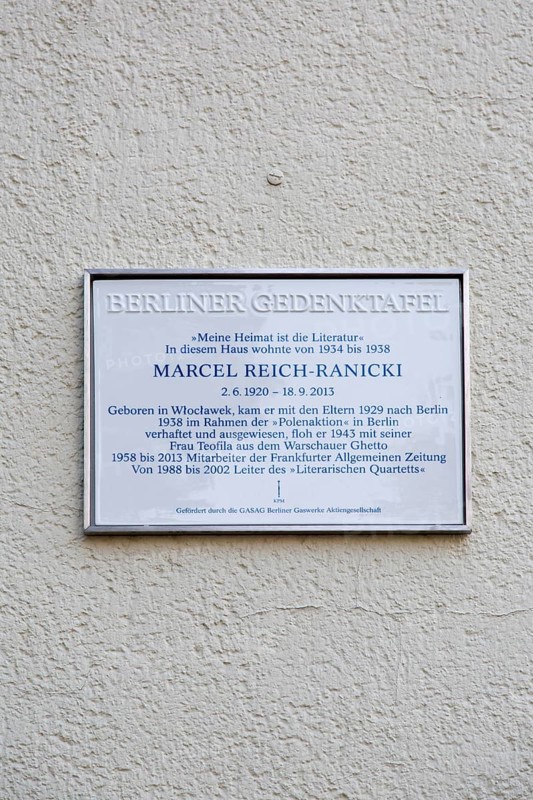 Plaque for Marcel Reich Ranicki