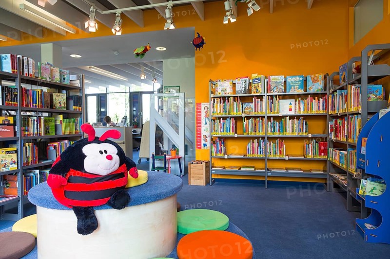 Bookshelves in the children's department