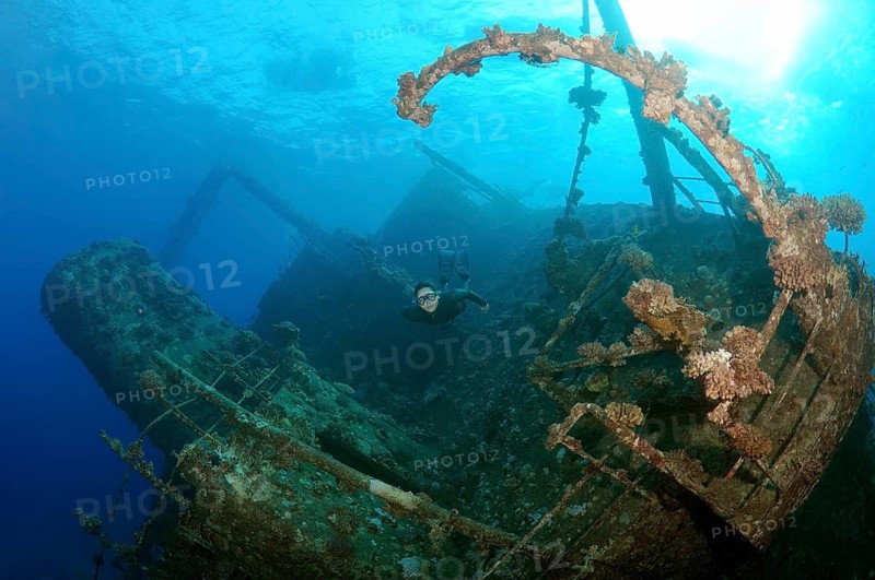 Freediver diving the Gianis D wreck