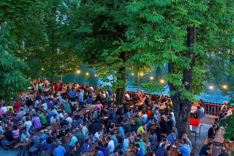 Neckarmuller beer garden on the Neckar River