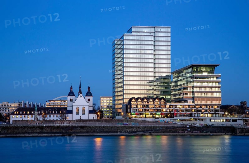 The former Lufthansa high-rise building and Deutz Abbey