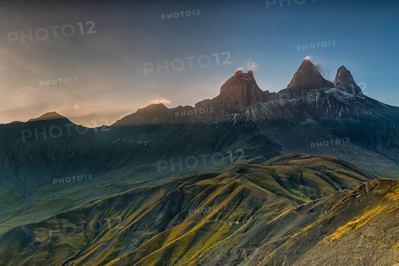Aiguilles d'Arves mountain in the morning light