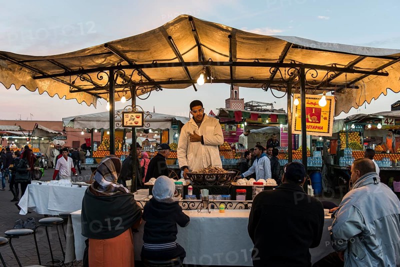 Food stall on Djemaa el Fna or Jamaa el Fna square