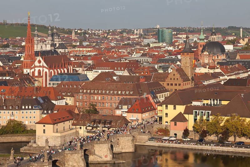 Overview of Wurzburg with the Old Main Bridge