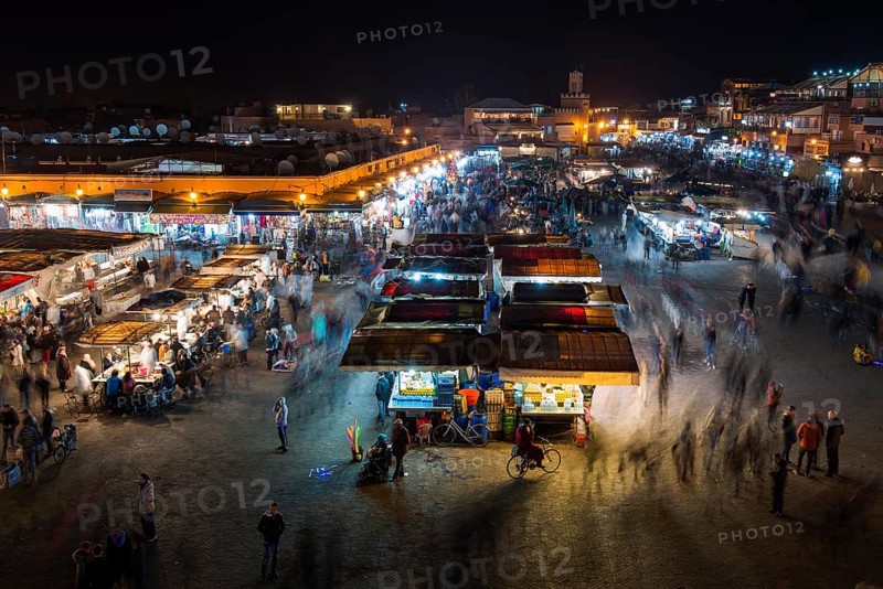 Djemaa el Fna or Jamaa el Fna square at night