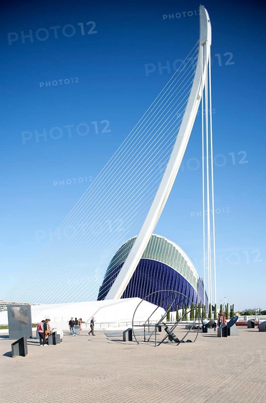 Modern bridge Puente del Grao and Agora square