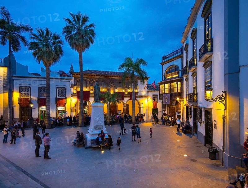 View from the church Iglesia Matriz de El Salvador onto the Plaza de Espana