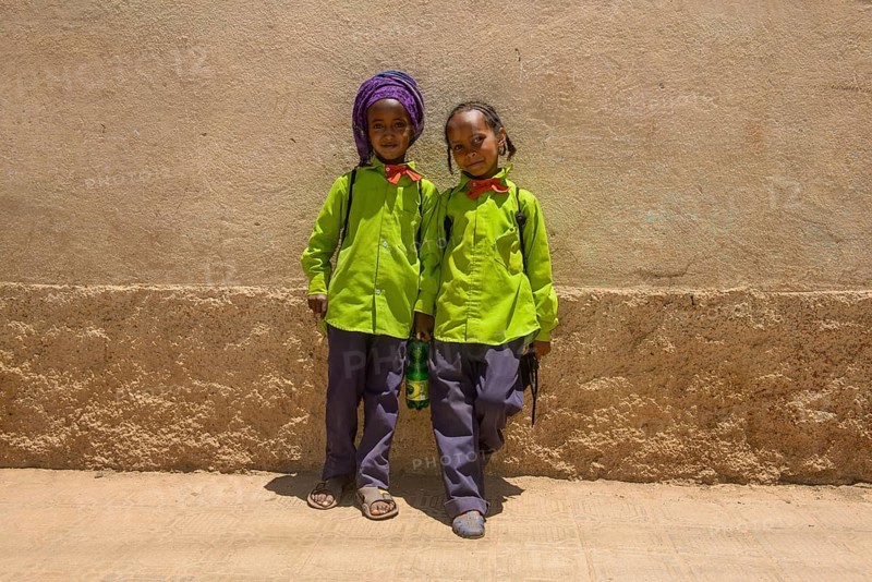 School girls wearing school uniforms