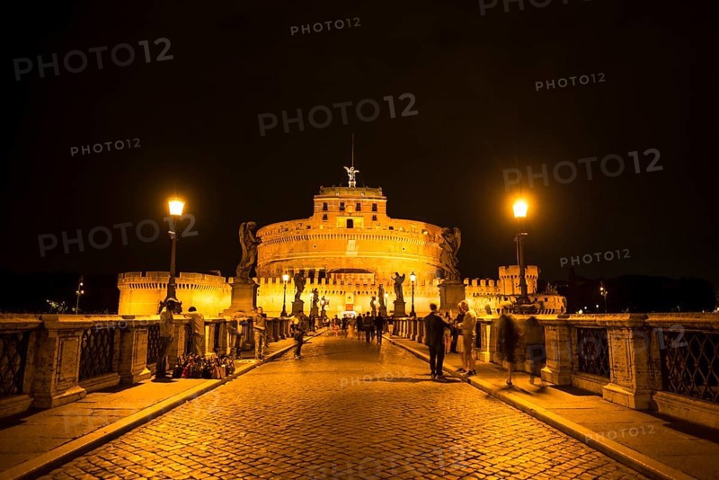 Ponte Sant'Angelo and Castel Sant'Angelo at night