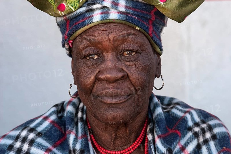 Herero woman wearing typical hat