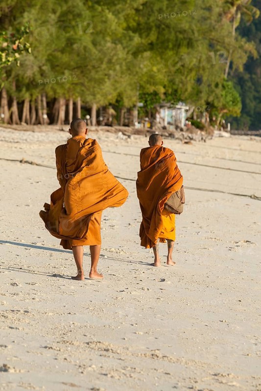 Monks collecting alms