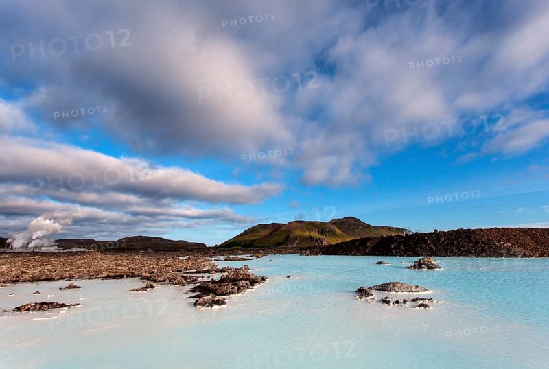 Blue Lagoon near Grindavik with the Svartsengi geothermal power plant