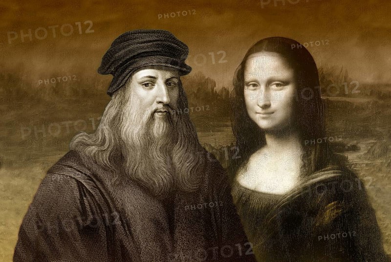 Painting Mona Lisa and Leonardo da Vinci
