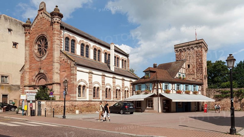 Place Andre Neher with synagogue and fortification tower