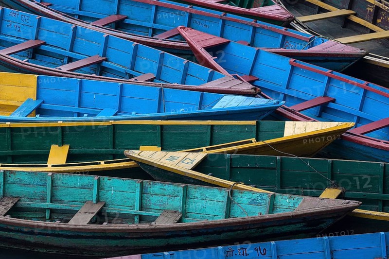 Colourful boats on Phewa Lake