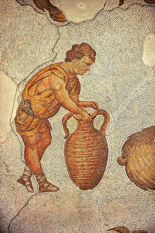6th century Byzantine Roman mosaic of a man with an amphora