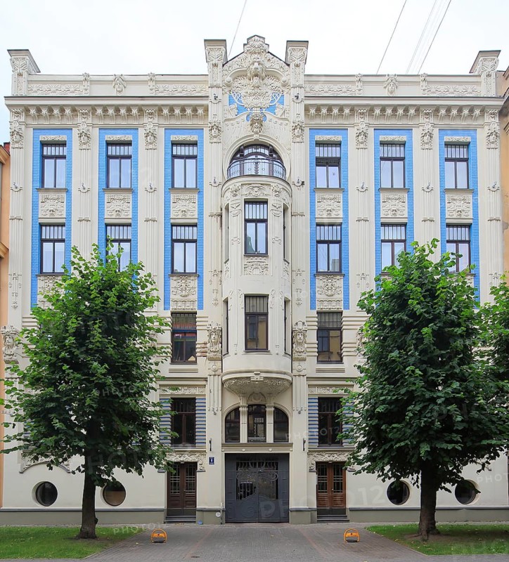 Art Nouveau facade of the house Alberta iela 8 or Albert Street 8