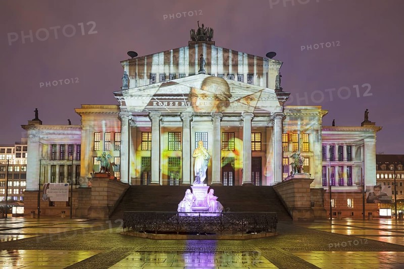 The Festival of Lights 2014 with the Konzerthaus concert hall on Gendarmenmarkt square