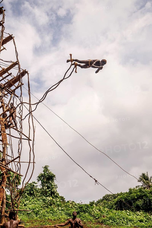 Land diver preparing to jump