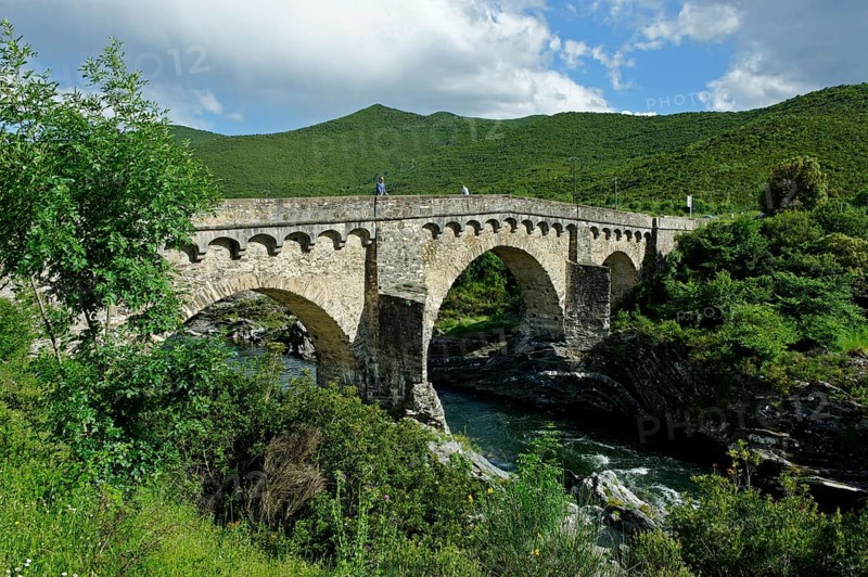 Old Genoese bridge on the river Tavignone in Altiani
