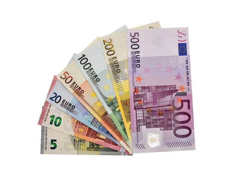 Euro banknotes fanned out