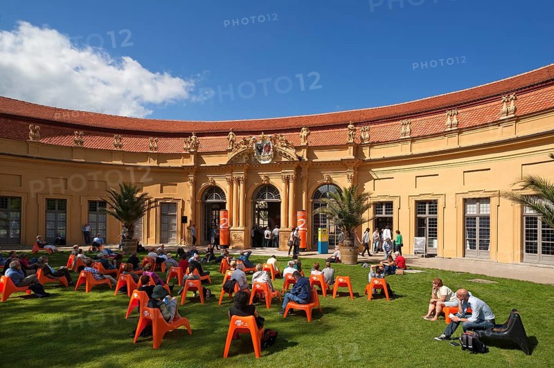 Audience at the annual Poetry Festival in the Castle Garden in front of the Orangery