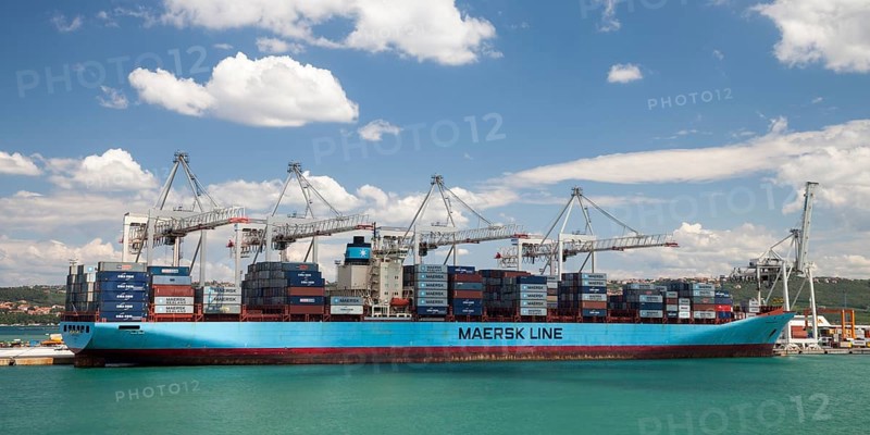 Container ship in the port