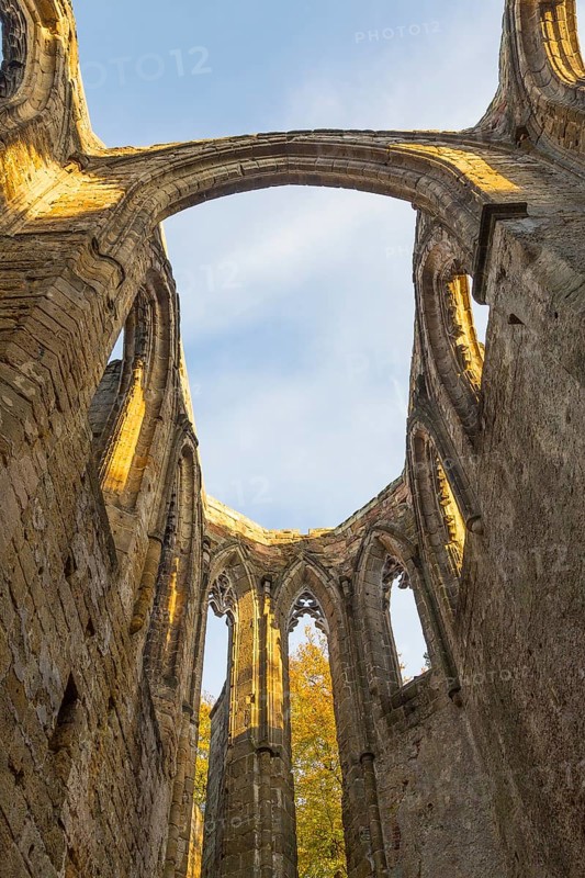 Romantic ruins of the monastery church on Mount Oybin