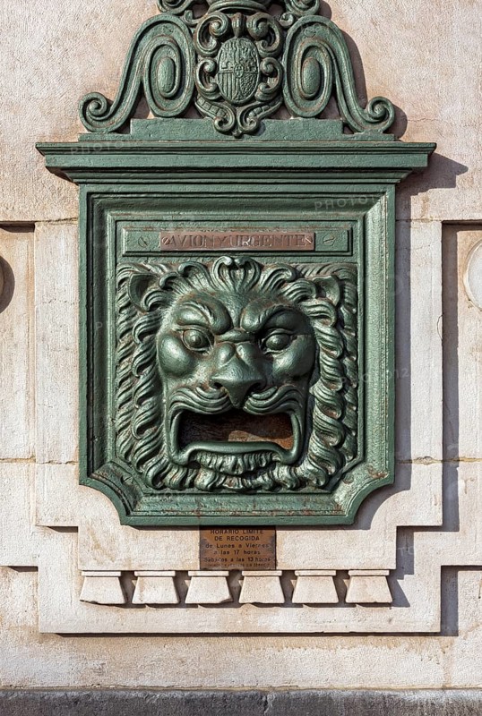 Ornate metal post box at Main Post Office building