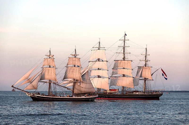 Evening sailing with the Stad Amsterdam in the foreground