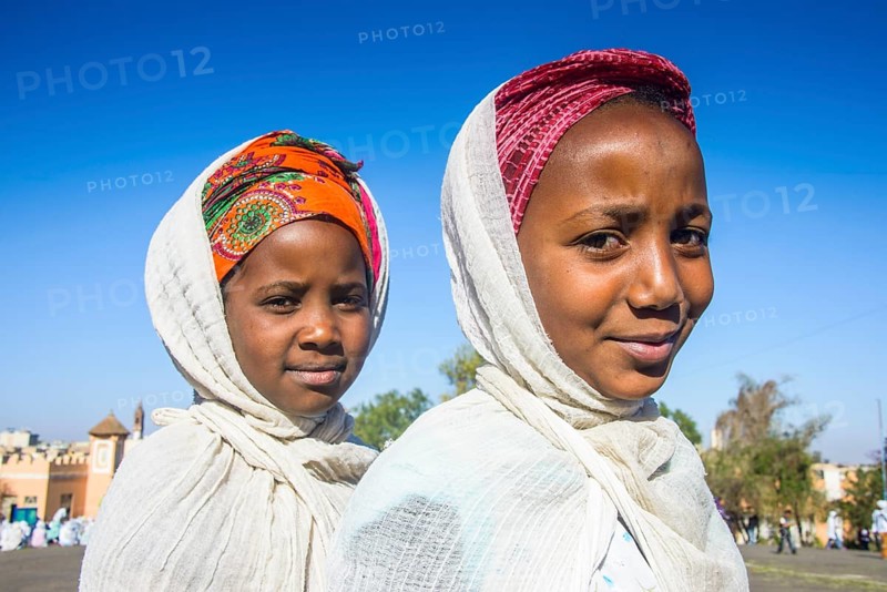 Orthodox girls dressed for the Easter ceremony