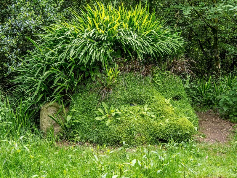 Figure made of plants in the Lost Gardens of Heligan