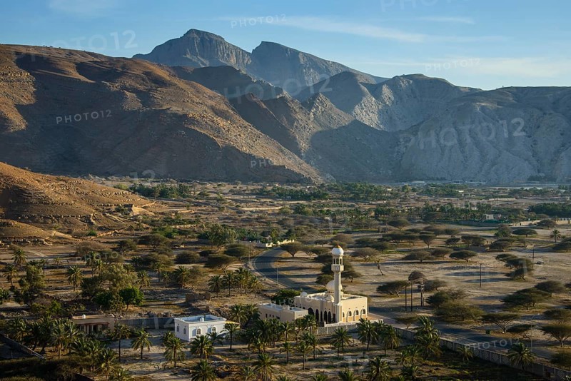 Overlooking the town with a mosque at the front