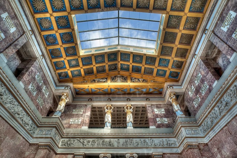 Walhalla Temple interior view to the loft with the caryatids