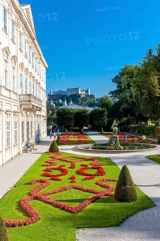 Mirabell Palace and gardens with the Pegasus fountain