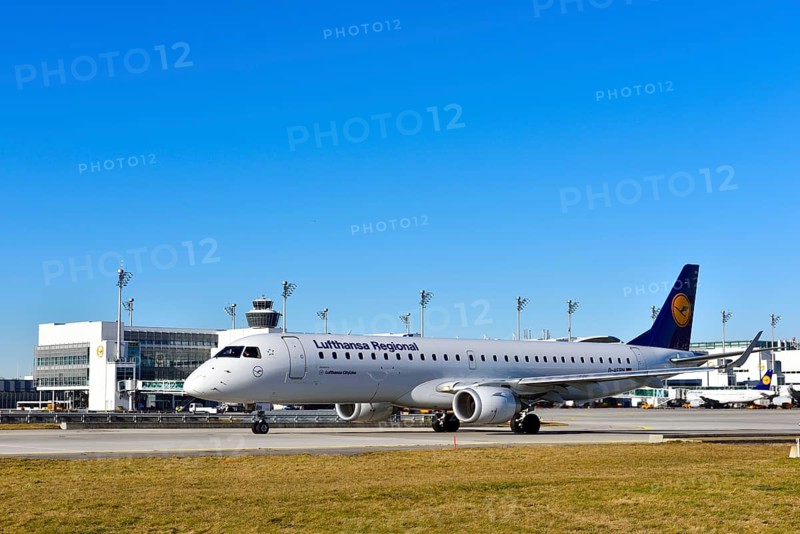 Lufthansa CityLine Embraer ERJ 190 roll-out in front of Terminal 2 at Munich