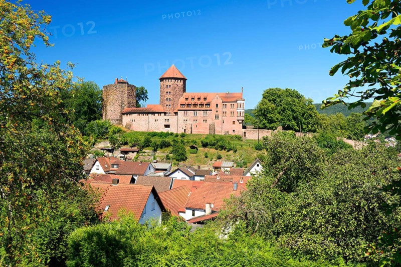 Burg Rieneck Castle and the town of Rieneck in Sinntal Valley