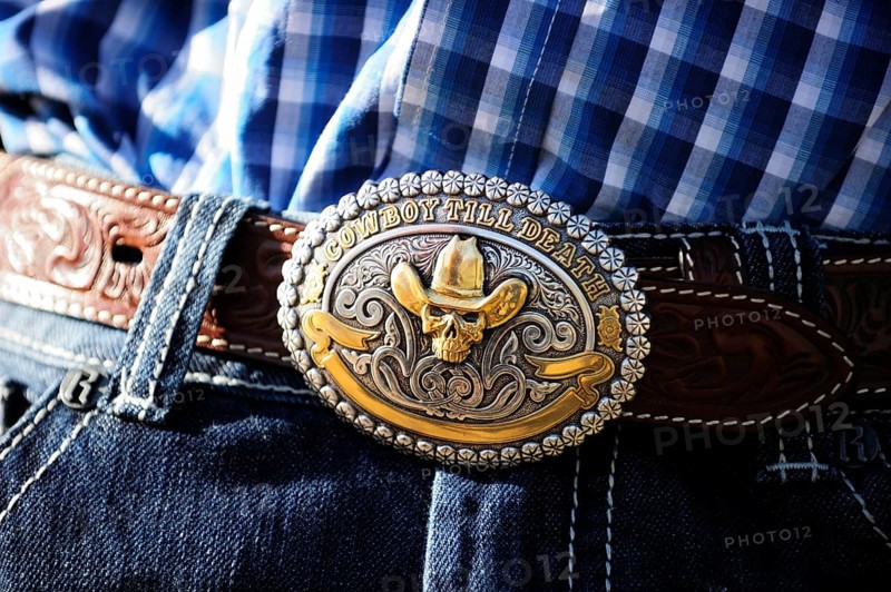 Cowboy belt buckle with the inscription ""Cowboy till death""