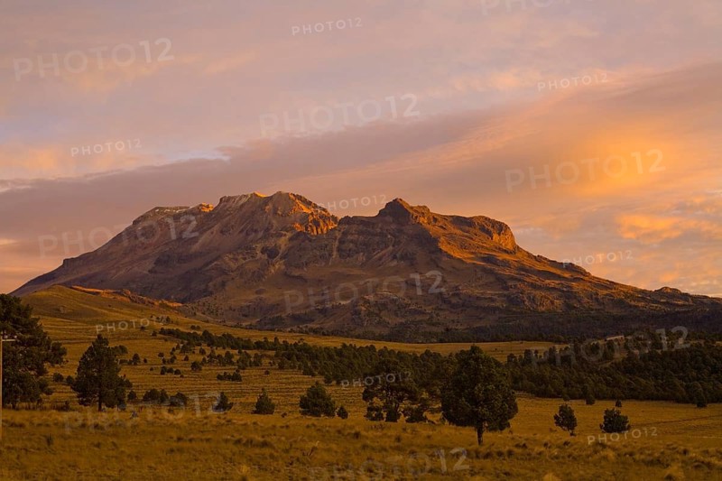 Extinct Volcano Iztaccihuatl in the early morning light from Paso de Cortes
