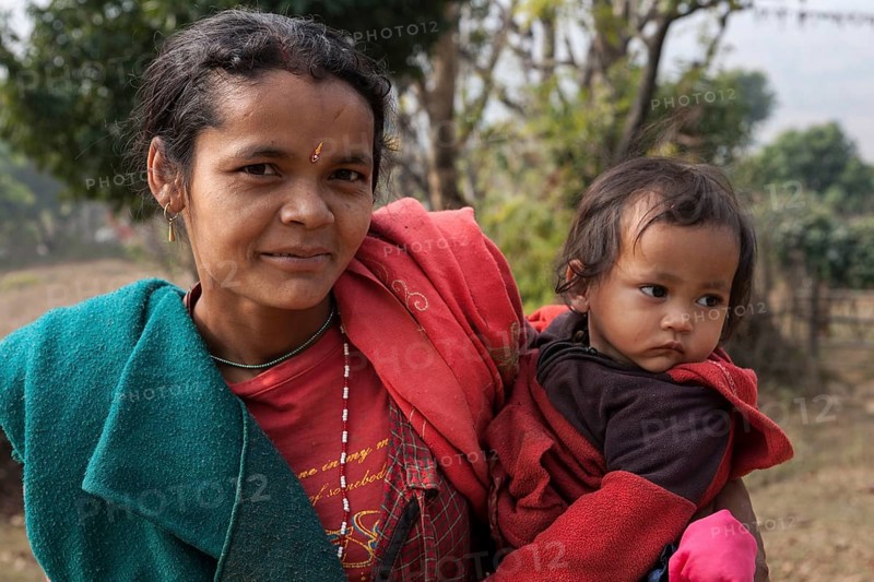 Nepalese woman with child