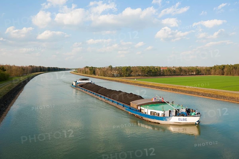 Cargo ship on the federal waterway Elbe Lateral Canal