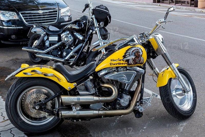 Two Harley Davidson parked on the roadside
